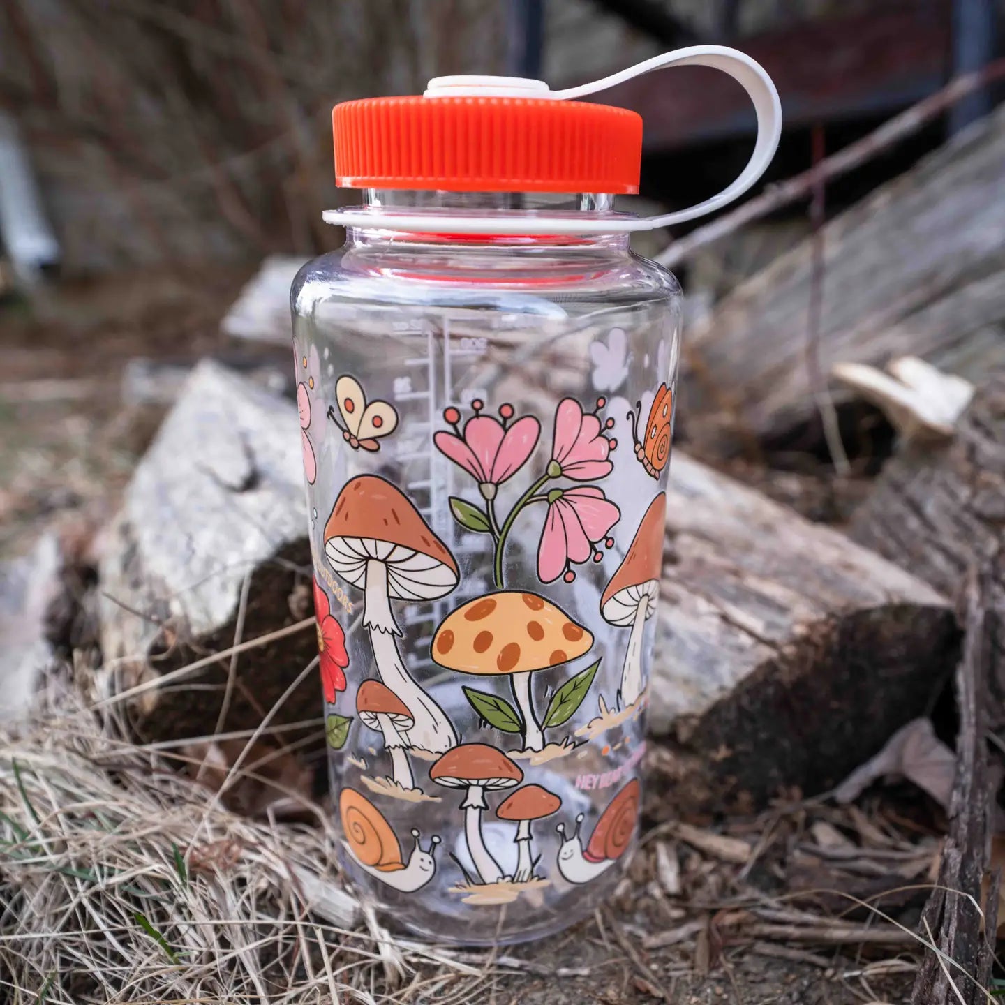 Hey Bear Outdoors Wild & Wandering Mushrooms 32oz Nalgene Water Bottle