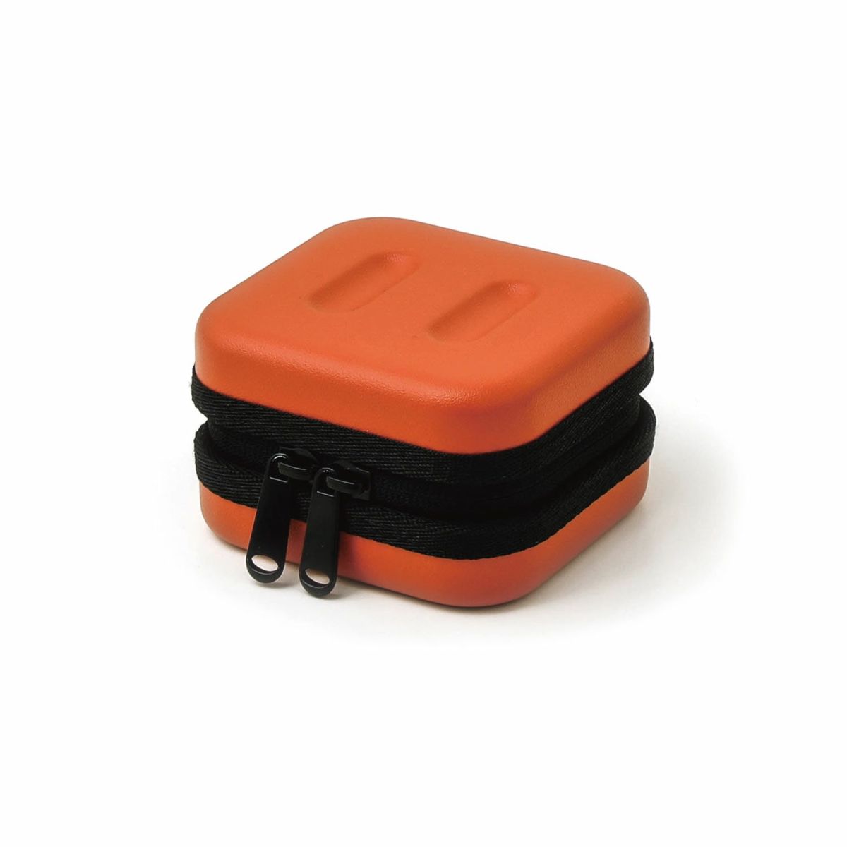 Hightide Nahe Hardshell Case Mini Orange—compact, square design with black zippers, perfect for organized storage and travel.