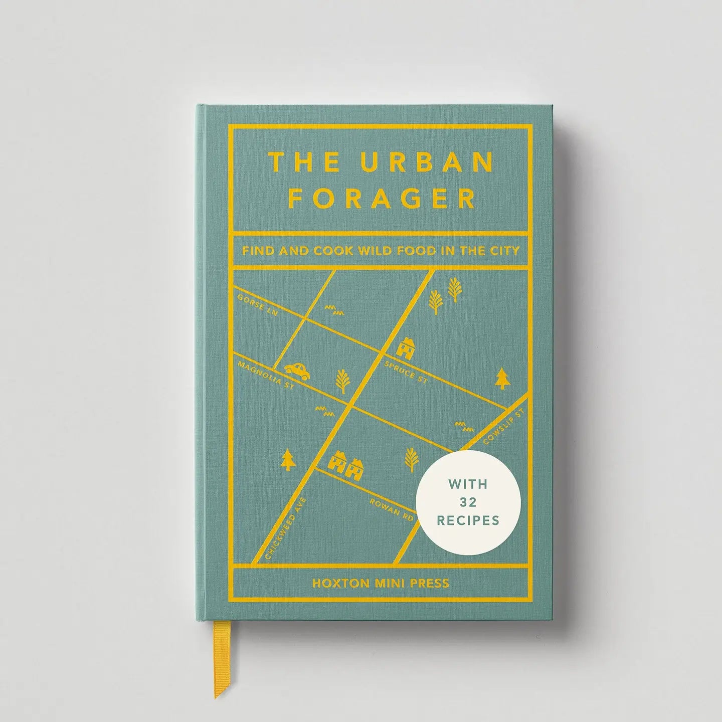 Hoxton Mini Press The Urban Forager book: teal cover, yellow map, 32 city foraging recipes. Urban foraging guide must-have.