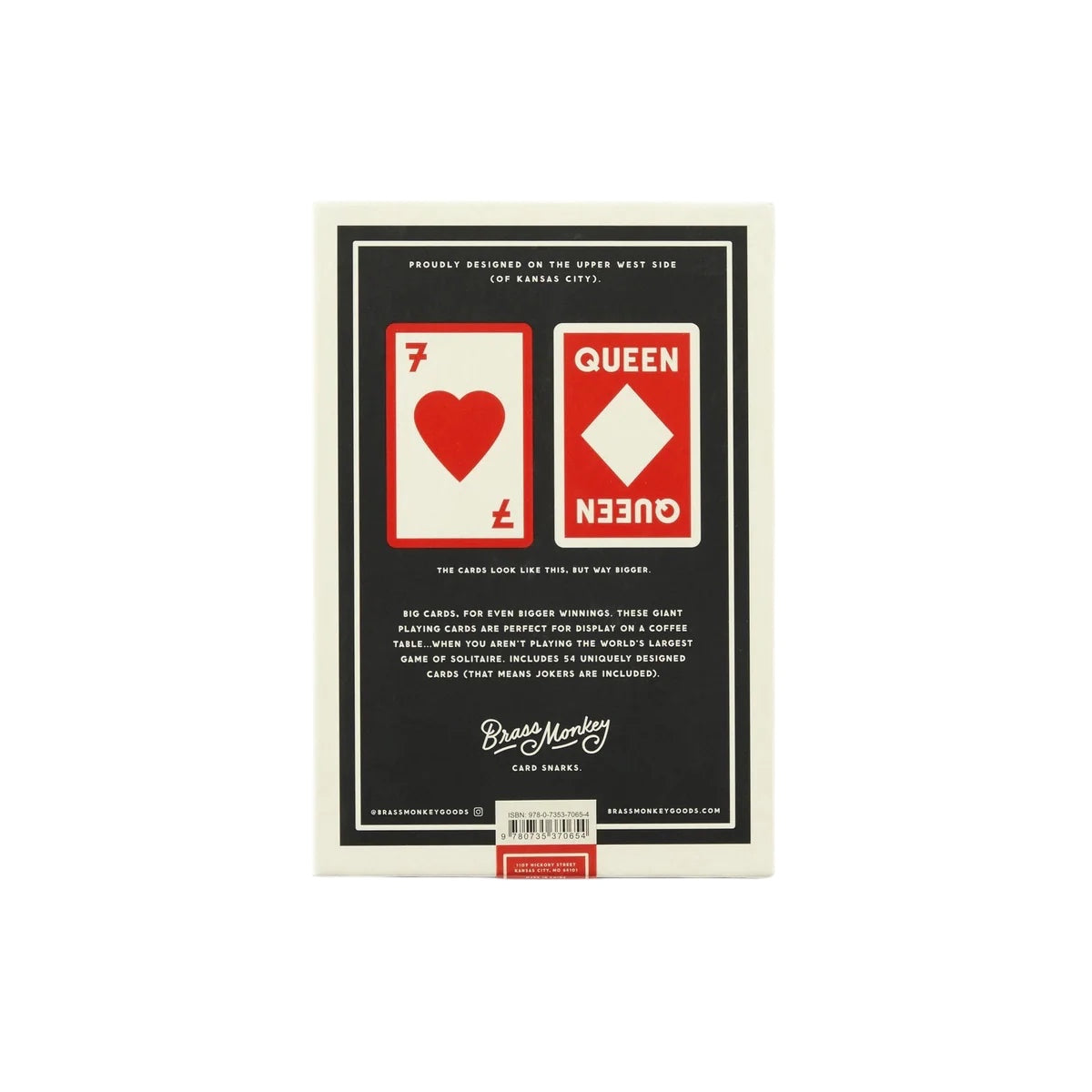 Big Deal Giant Playing Card by Brass Monkey: 7 of hearts & red queen design, includes text and autograph signature.