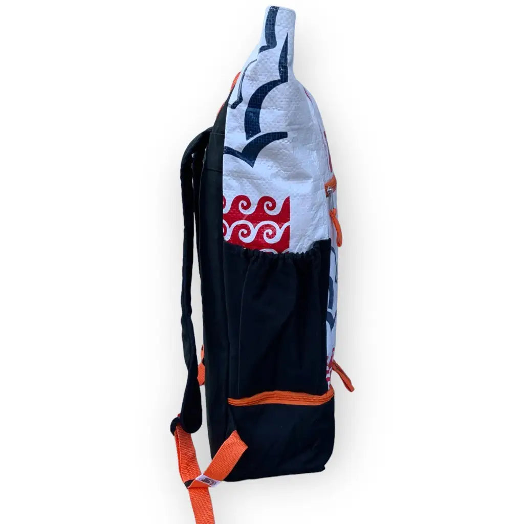 BEadbags Germany Classic Sports Rucksack / Backpack Ri102 - White & Red Fish