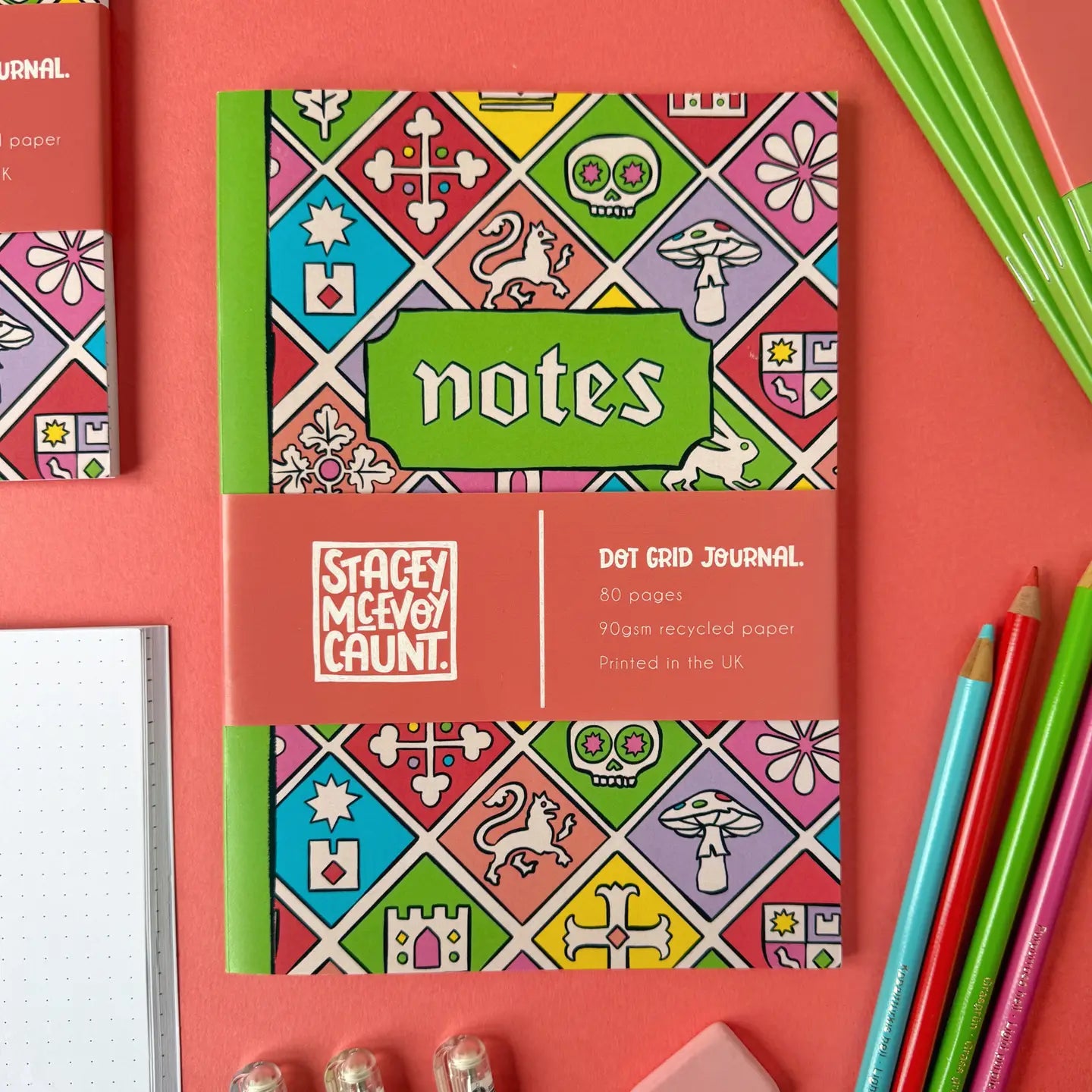 Stacey McEvoy Caunt Medieval Tiles A5 Dot Grid Notebook