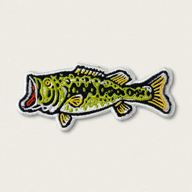 Union Made Large Mouth Bass Fish Iron On Patch