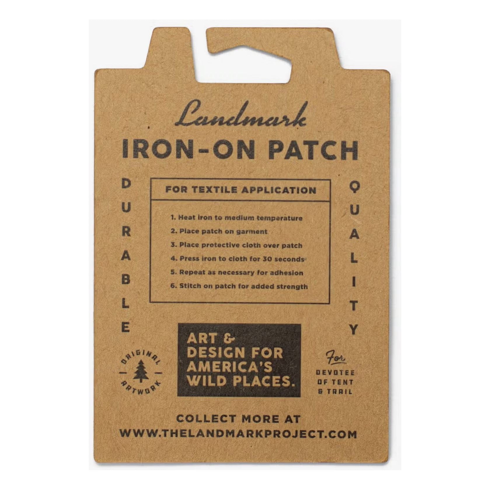 The Landmark Project Yosemite National Parks Patch showcases a scenic view of Yosemite with mountains and a river, making it perfect for outdoor adventures. The text on the patch reads "Yosemite" and it comes in sustainable packaging.
