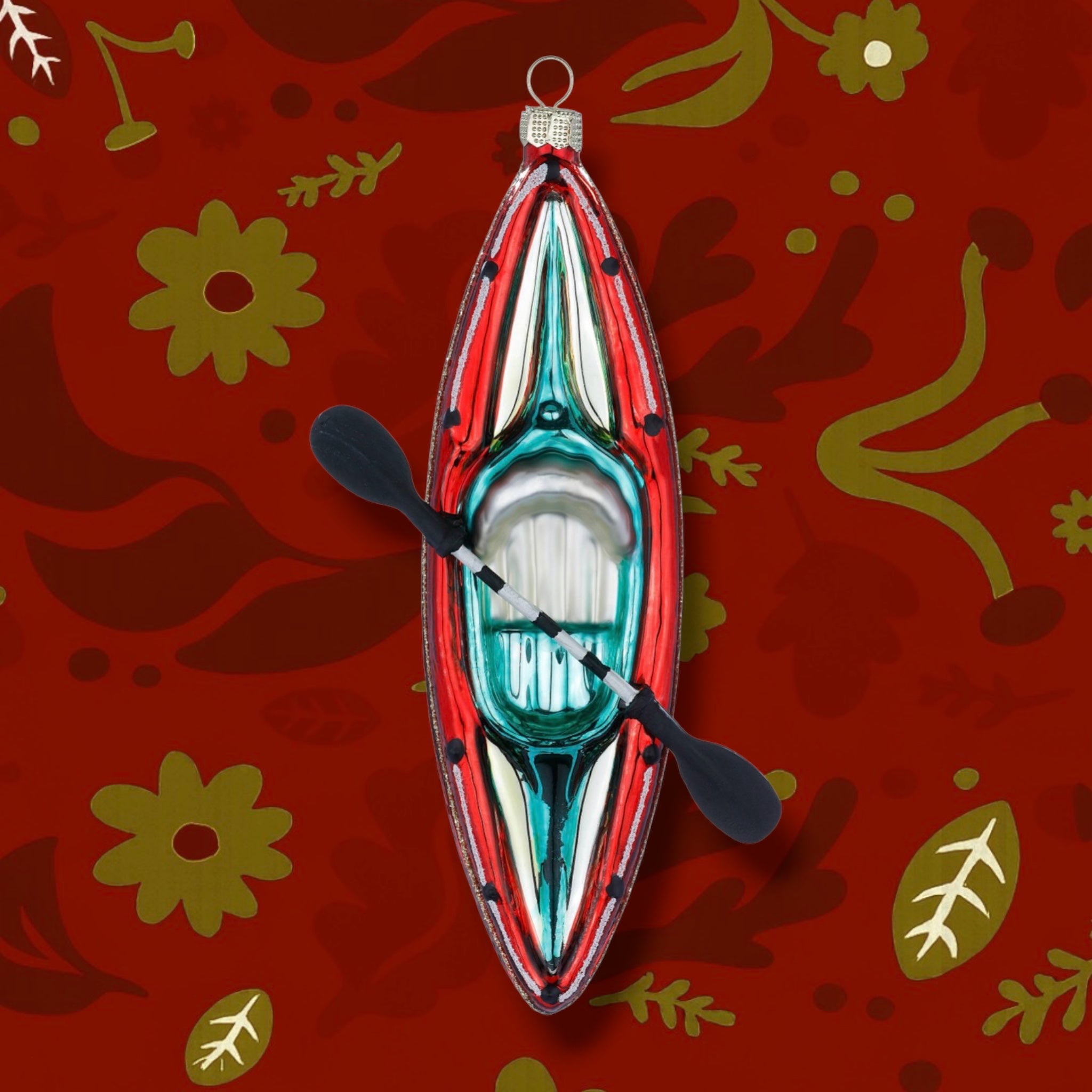Kayak Glass Christmas Hanging Decoration