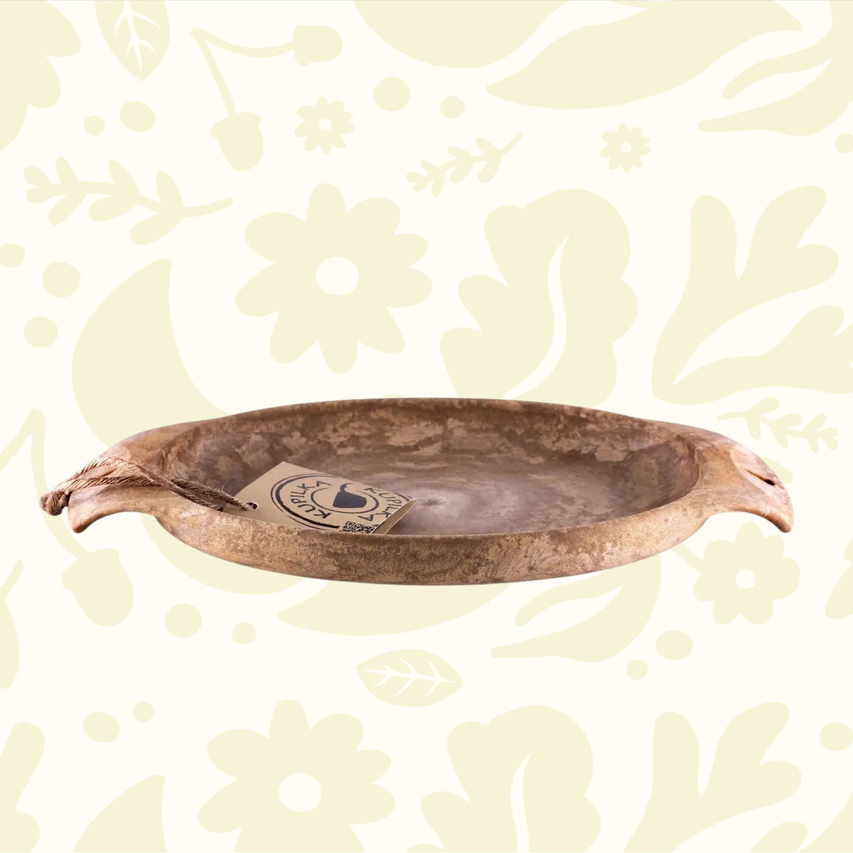 Kupilka 44 Large Plate Brown, eco-friendly natural fibre, round shallow design with dual handles—ideal outdoor dining dish.