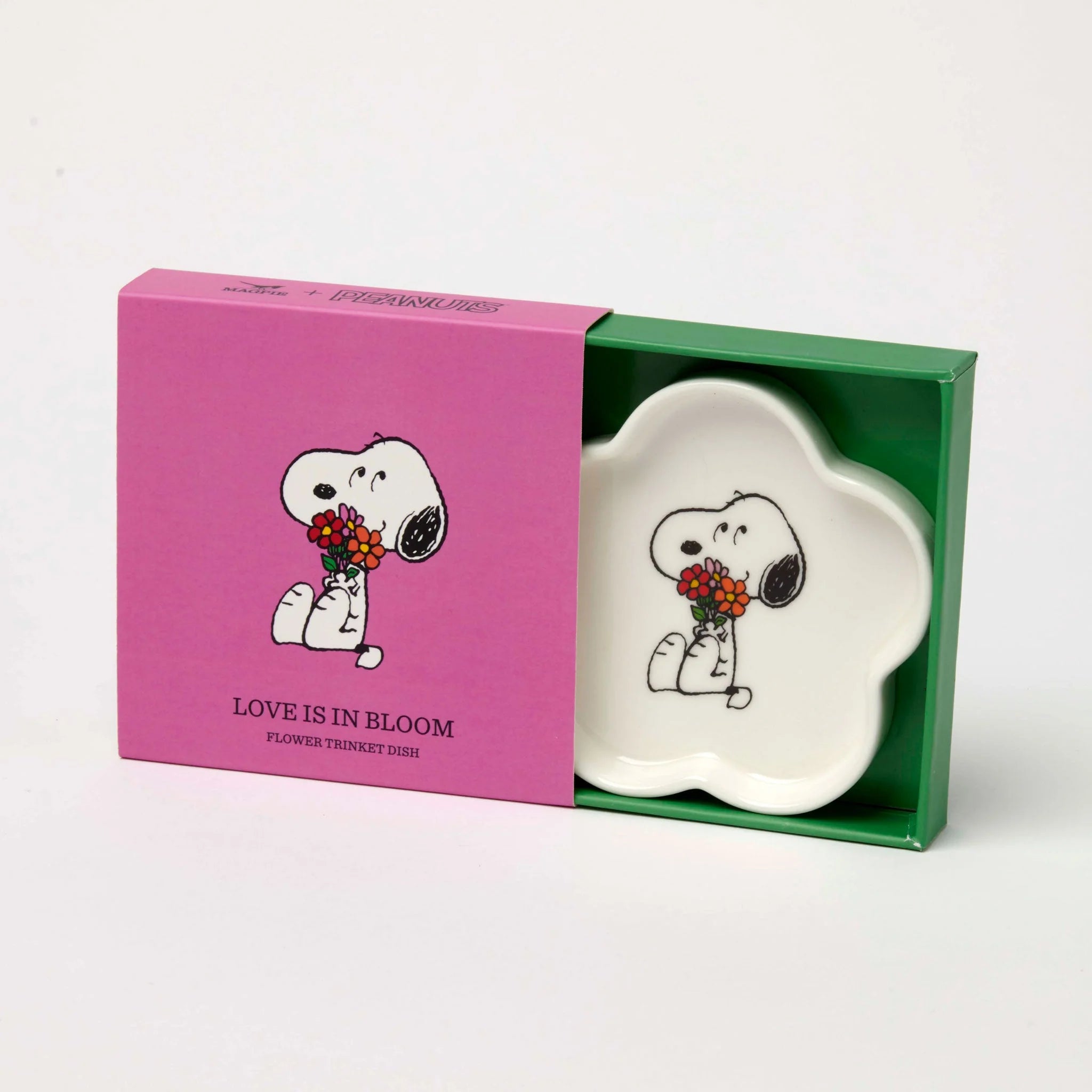 Magpie Gifts Peanuts Snoopy Round Flower Trinket Dish - Love Is In Bloom