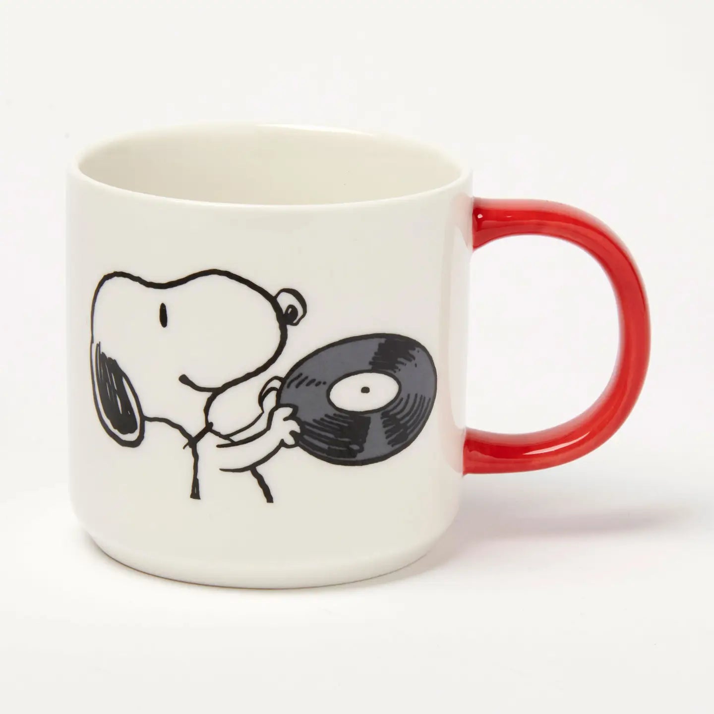 Magpie Gifts Peanuts Mug Music Is Life - Snoopy holding a vinyl record, red handle, collectible Peanuts mug by Magpie.