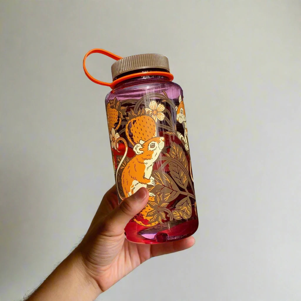 Kate O’Hara Strawberries & Mice Cherry Blossom 32oz Nalgene Water Bottle