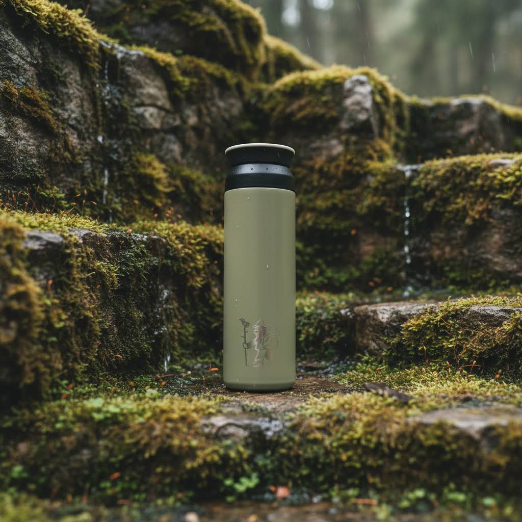 Forager Provisions Premium Stainless Steel Travel Mug Flask – Mossy Stone (500ml)