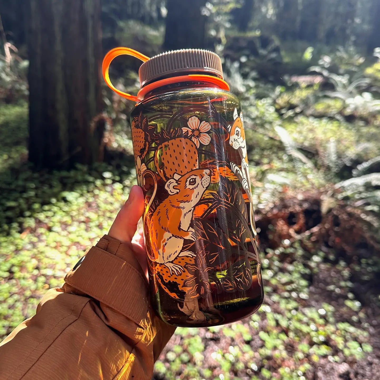 Kate O’Hara Strawberries & Mice Olive 32oz Nalgene Water Bottle