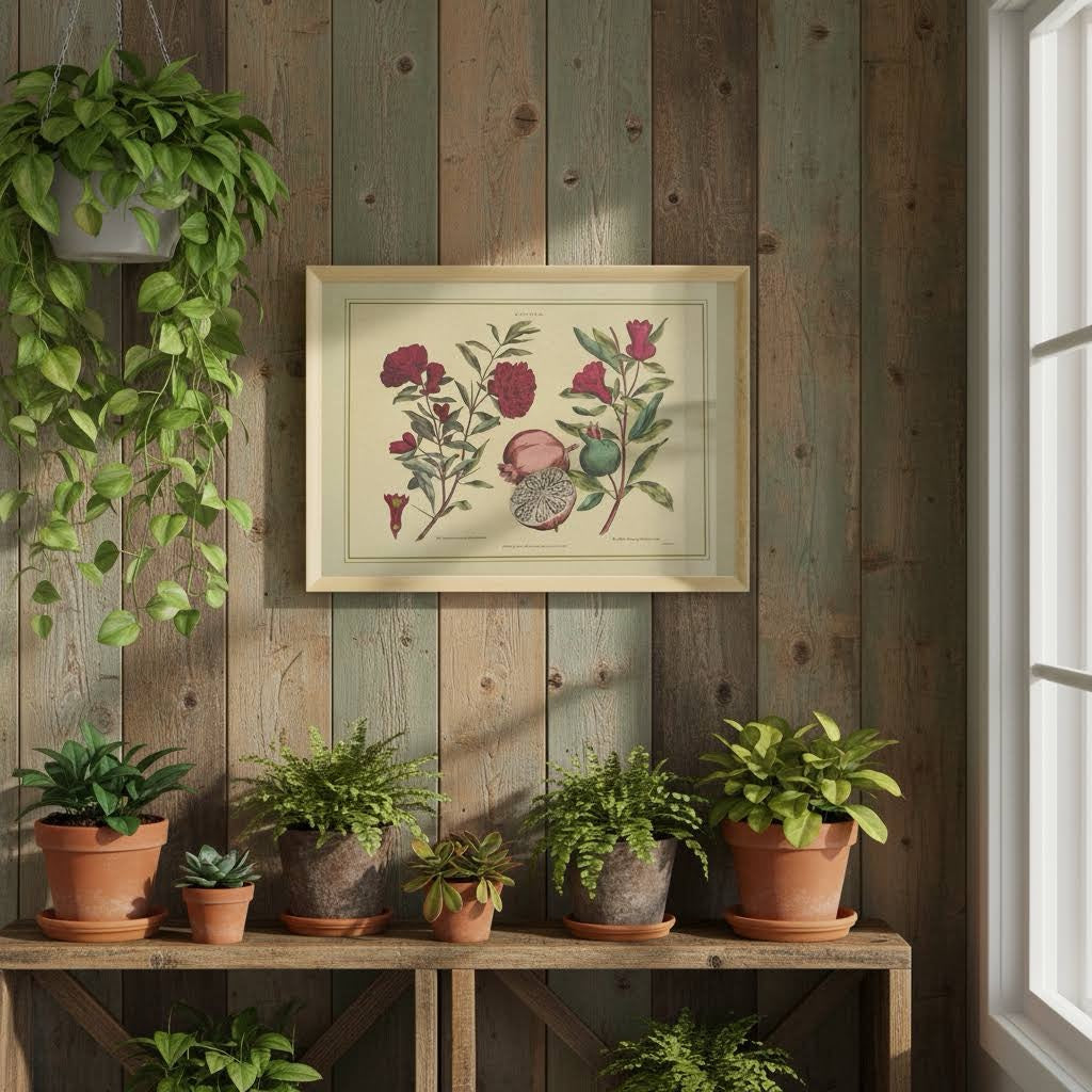 Napiers Botanical Punica Granatum Pomegranate A3 Recycled Agricutural Waste Print