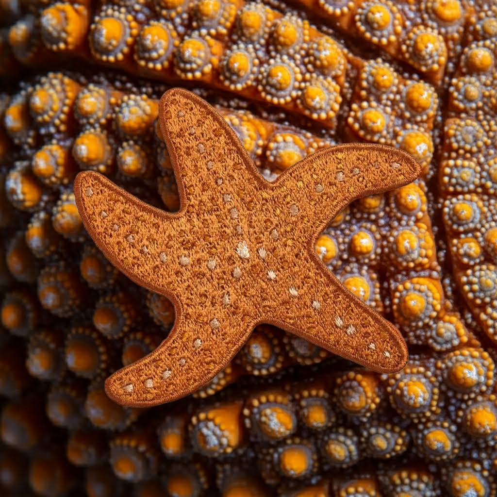 Mustard Beetle Ochre Sea Star / Starfish Iron On Patch