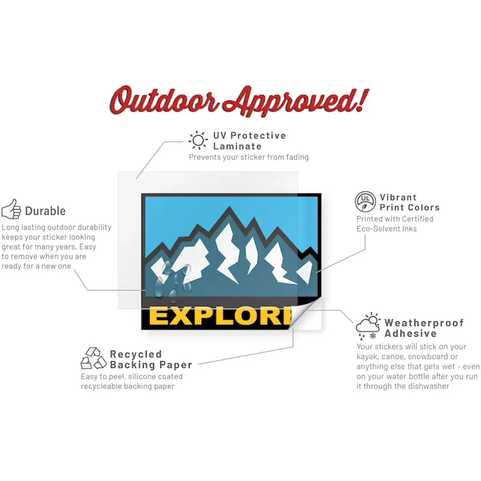 Hey Bear Outdoors Snort Pines Not Lines weatherproof vinyl sticker—durable, outdoor-ready, perfect for gear, water bottles, and cars.
