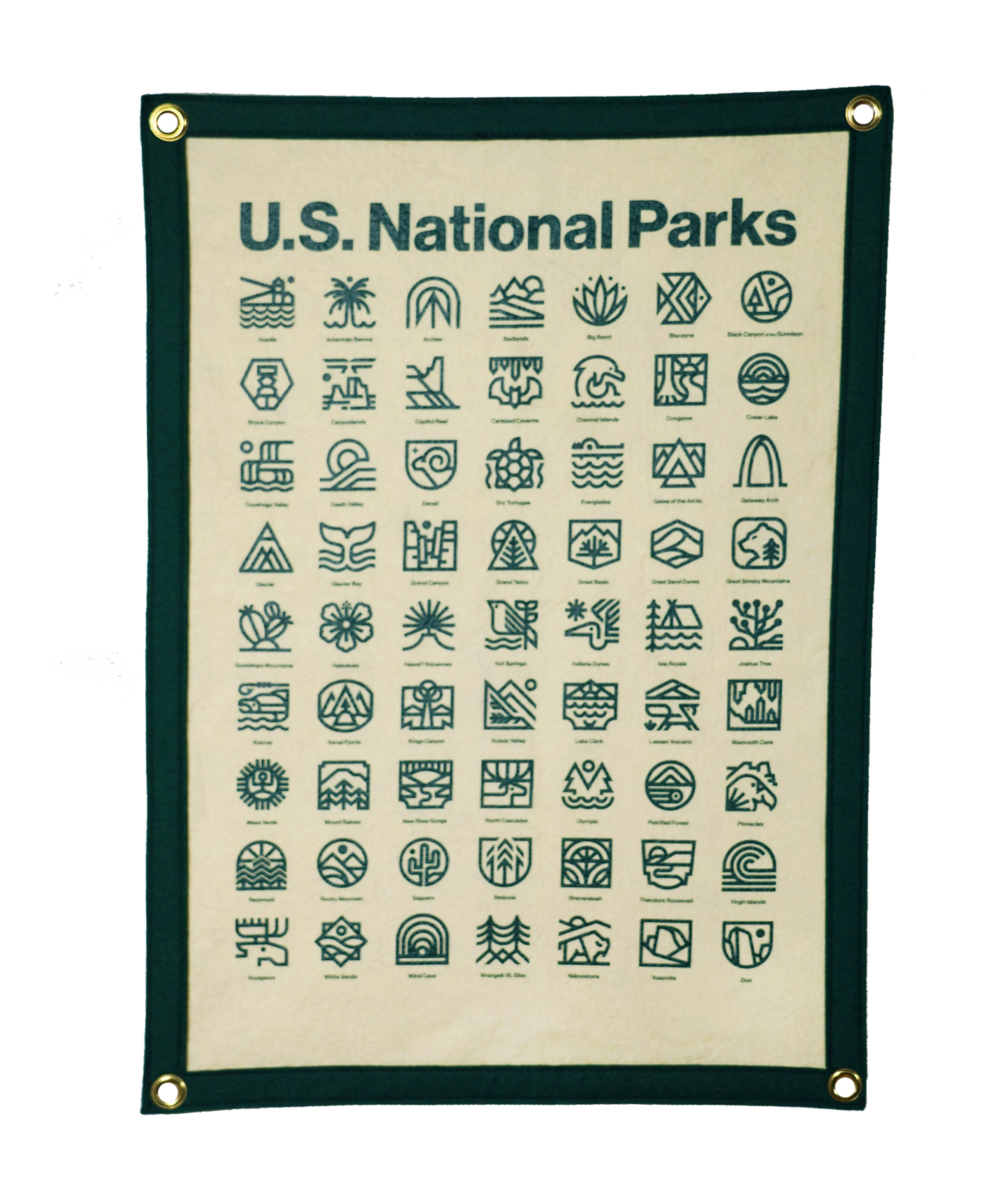 Oxford Pennant National Parks Camp Flag x Steve Wolf—perfect wall decor for U.S. national parks lovers and adventure seekers.