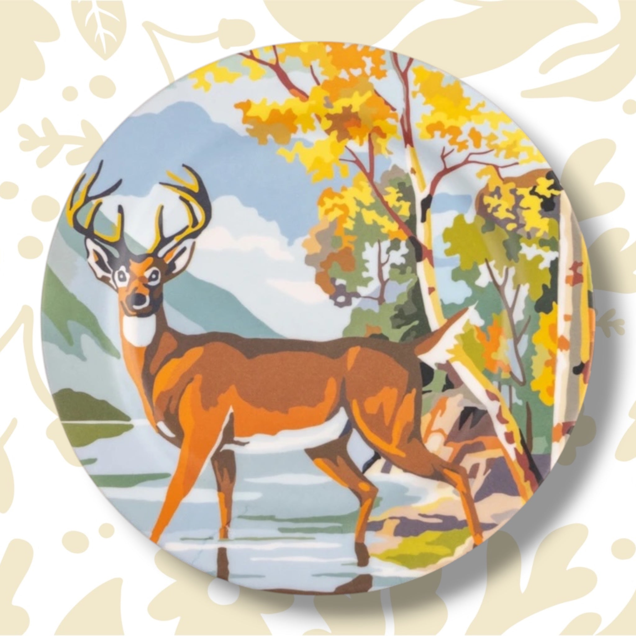 Ragon House Vintage Inspired Paint By Numbers Deer By Water Plate
