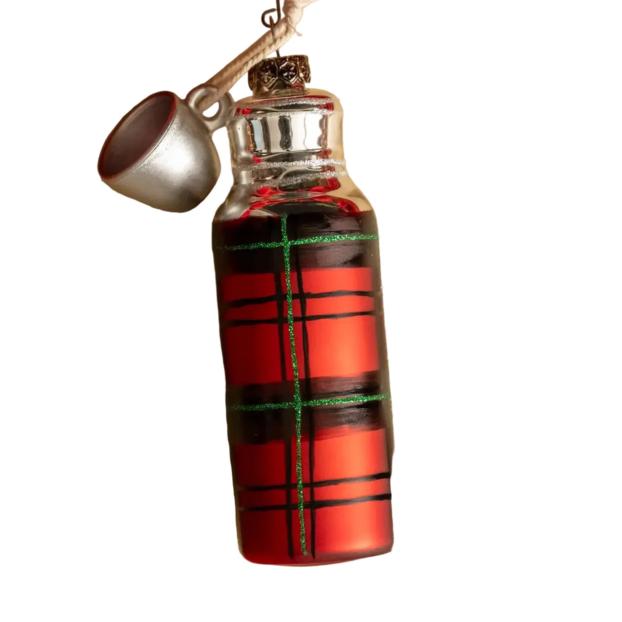 Ragon House Glass Plaid Thermos Hanging Christmas Decoration