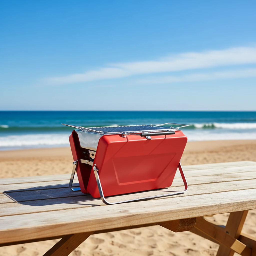 Rex Portable Suitcase BBQ - Red