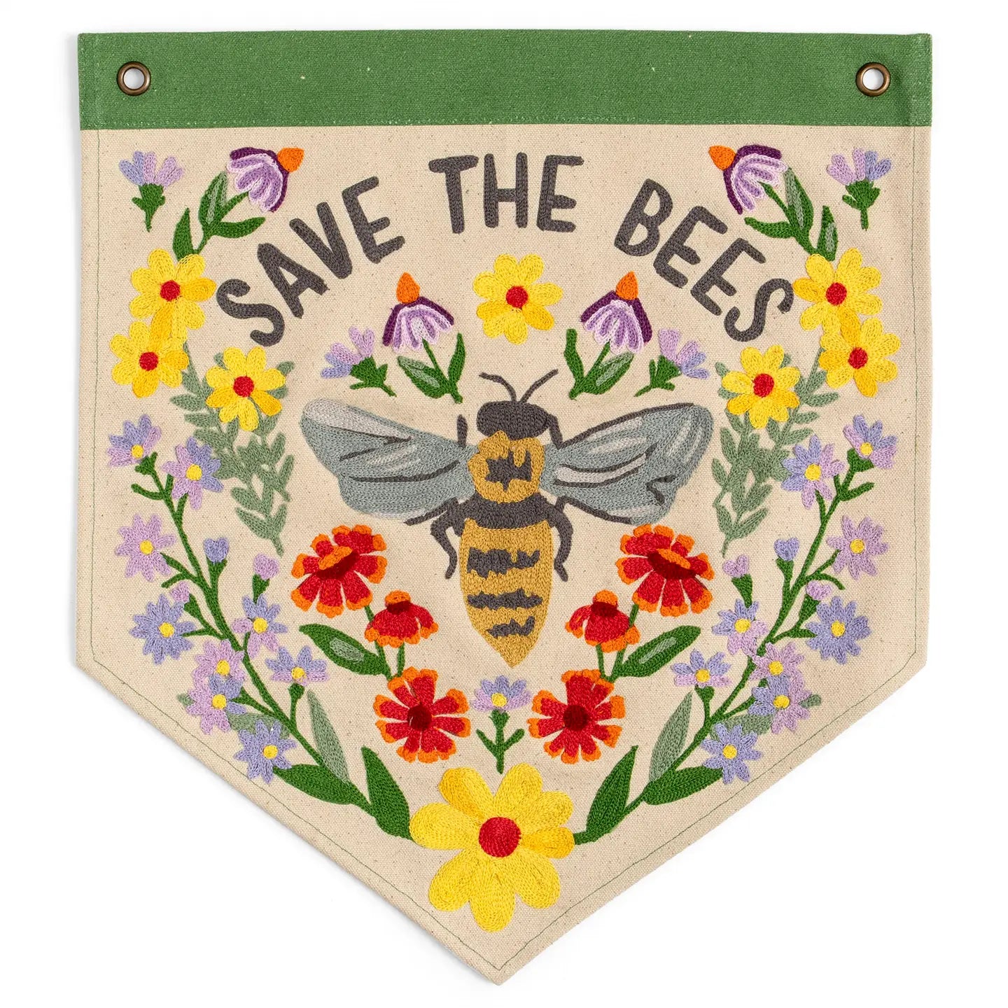 1Canoe2 Save The Bees Embroidered Canvas Banner Pennant 14x16”