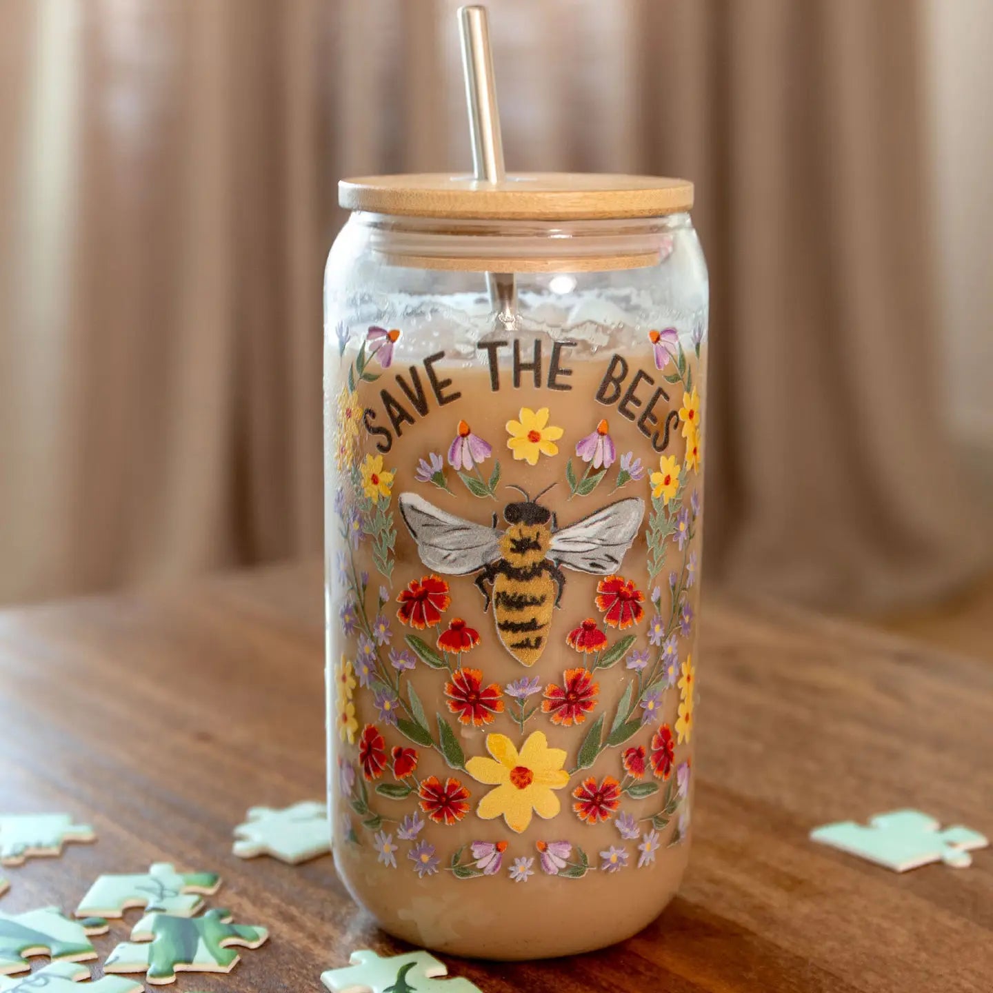 1Canoe2 Save The Bees Glass Can