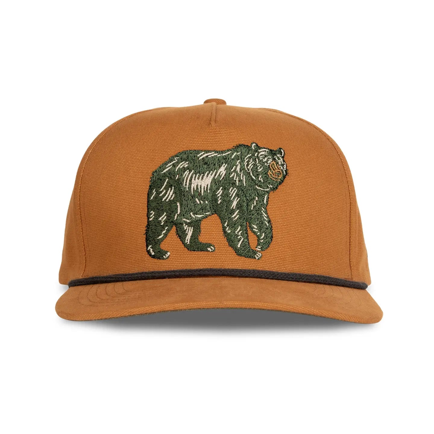 Sendero Provisions Bear Graphic Cap with green bear artwork and dark brown band above brim, stylish outdoor Sendero hat.