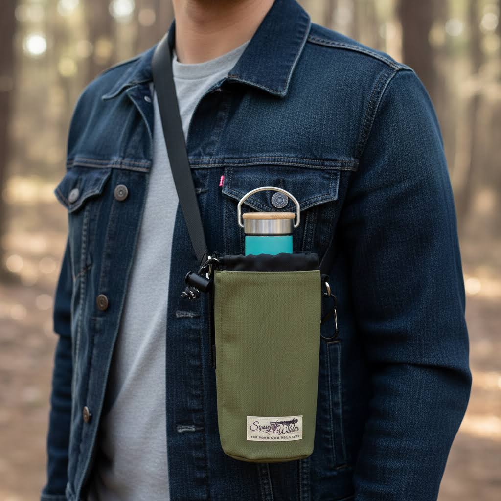 Sipsey Wilder Moss Green 22oz Water Bottle Holder With Waist Strap