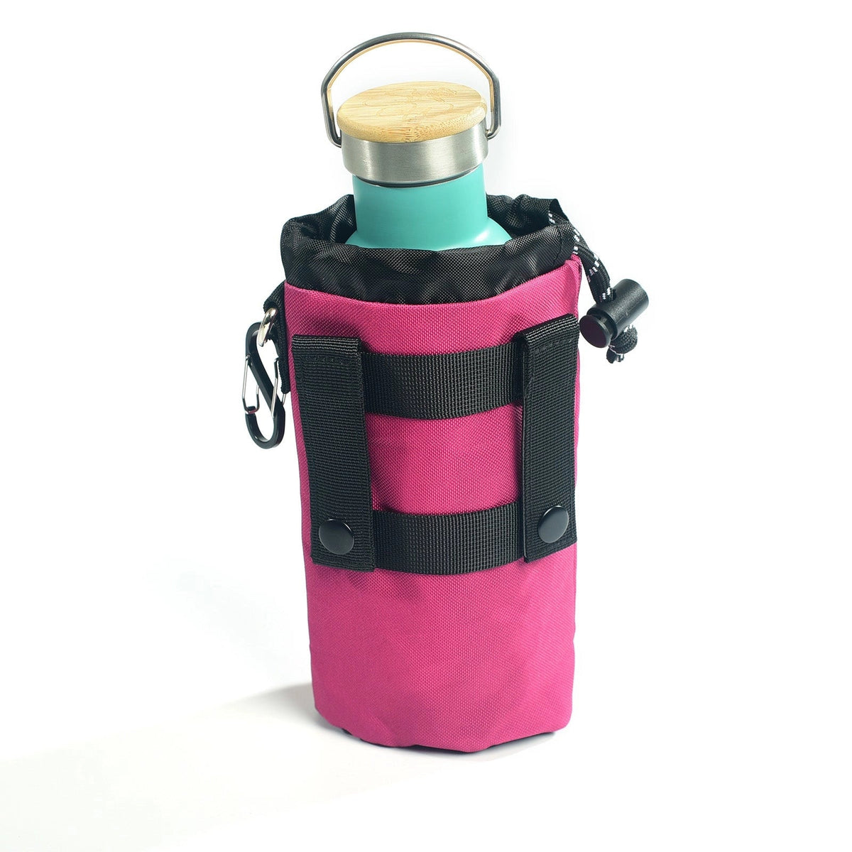 Forager Provisions LTD Sipsey Wilder magenta water bottle holder with adjustable strap and secure drawstring closure.