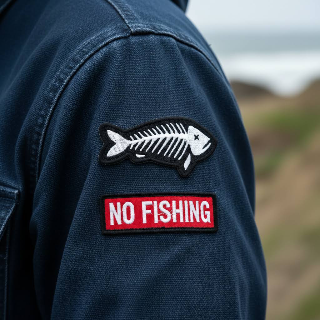 Union Made Embroidered Patch - Fish Skeleton