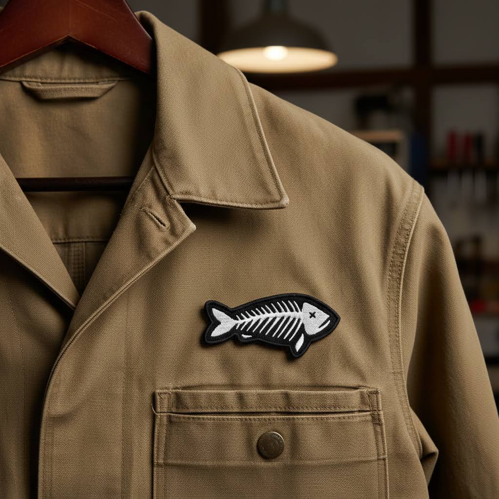 Union Made Embroidered Patch - Fish Skeleton