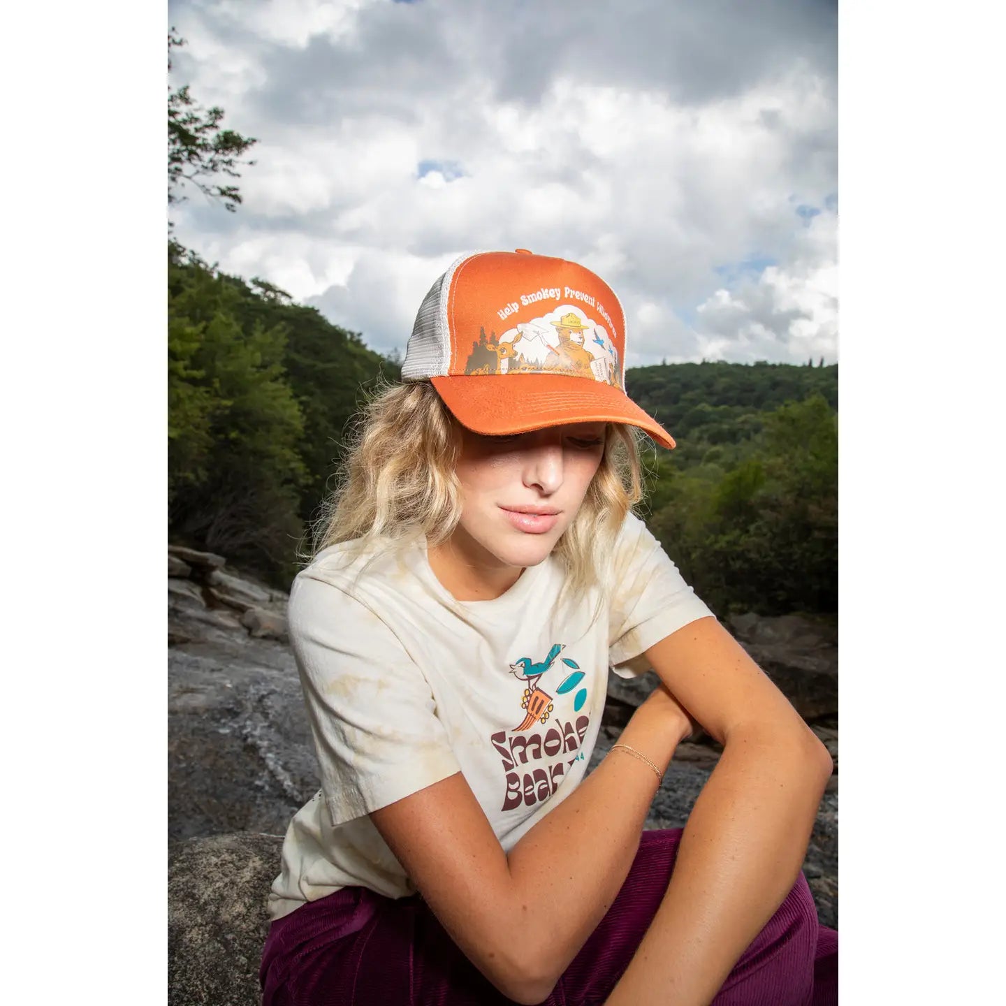 The Landmark Project Help Smokey 5-Panel Terracotta Red Mesh Trucker Cap