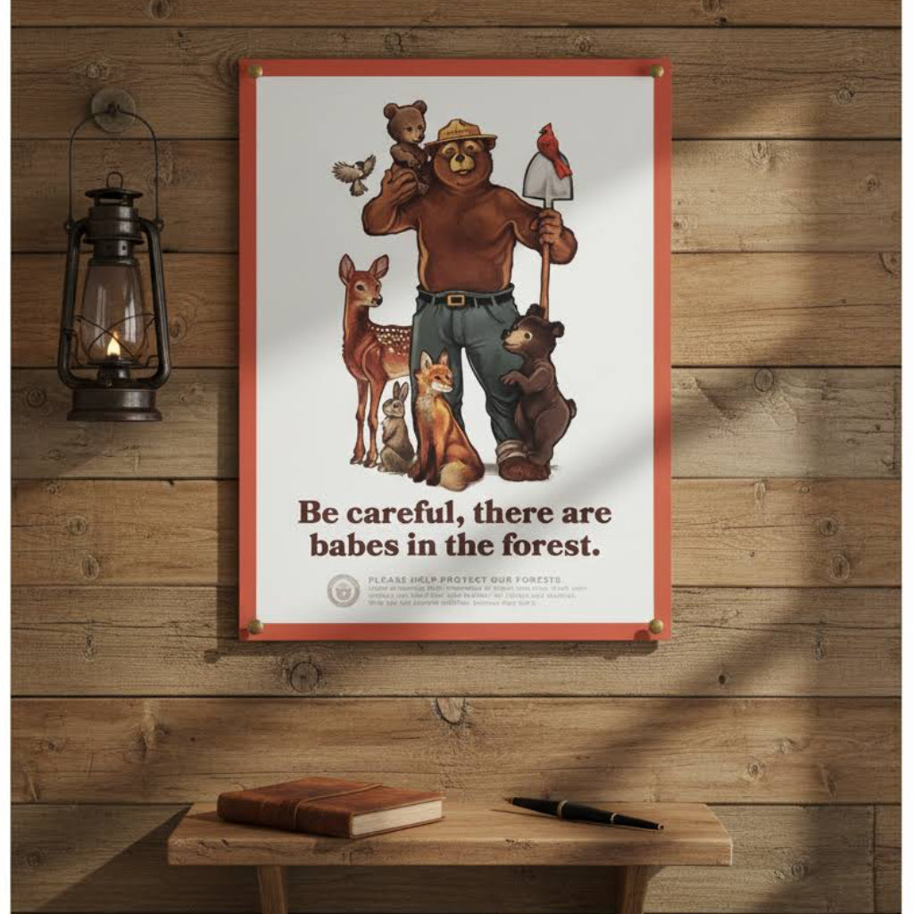 The Landmark Project Smokey Bear 12X16 Poster - Bear Babes In The Forest