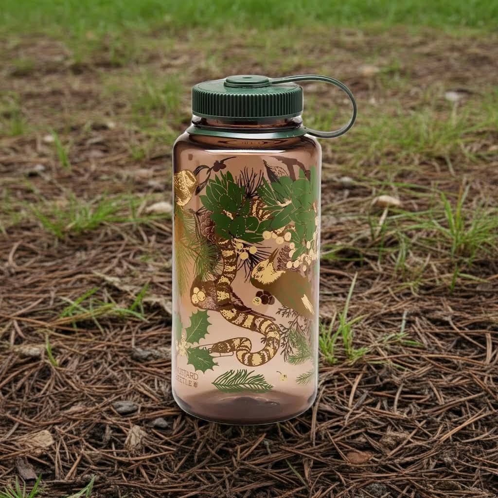 Mustard Beetle – 32oz Wide Mouth Nalgene Water Bottle - Alpine Forest