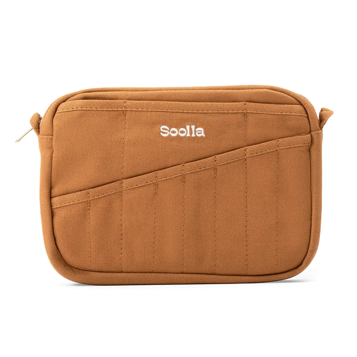 Forager Provisions LTD Soolla Studio cinnamon cotton canvas stationery pouch with a front pocket and zipper closure.