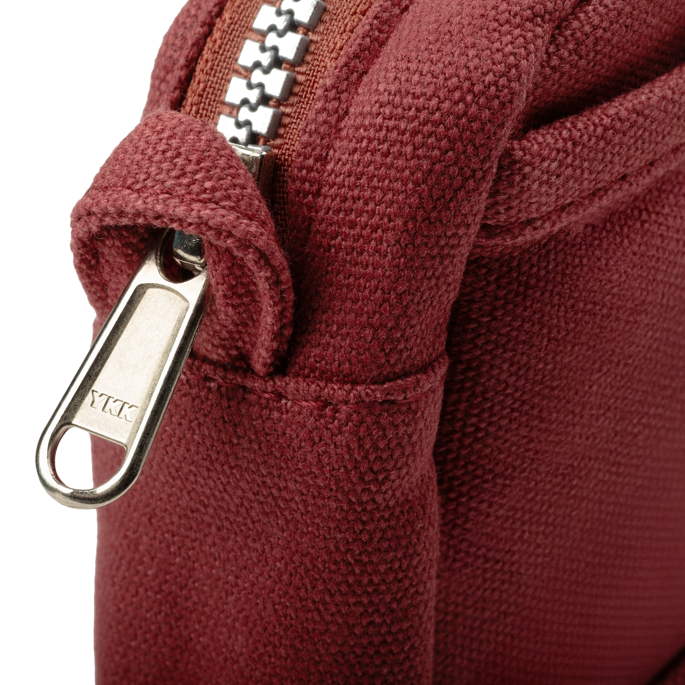 Soolla Studio Artist Stationery Pouch in Sangria, detailed YKK metal zipper, stylish pouch for art supplies and organizers.