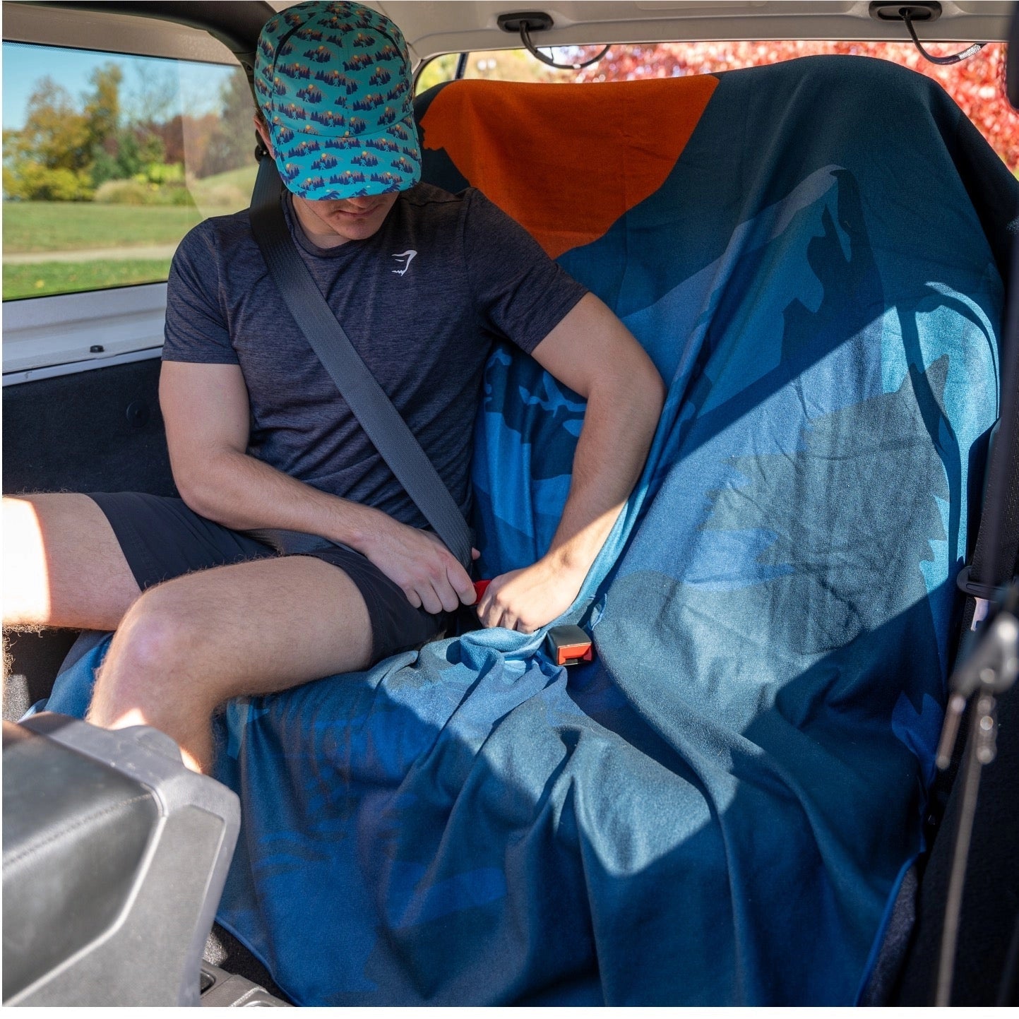 Forager Provisions LTD Sprints Bigfoot print party size car seat cover towel protecting a vehicle seat