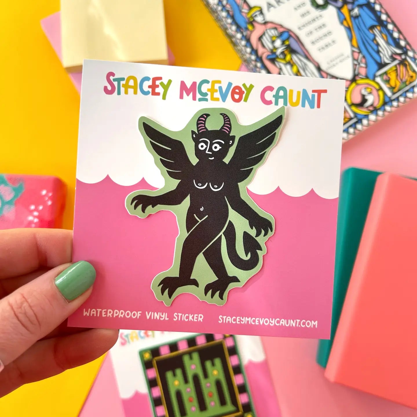 Stacey McEvoy Caunt Medieval Vinyl Sticker - Green Devil