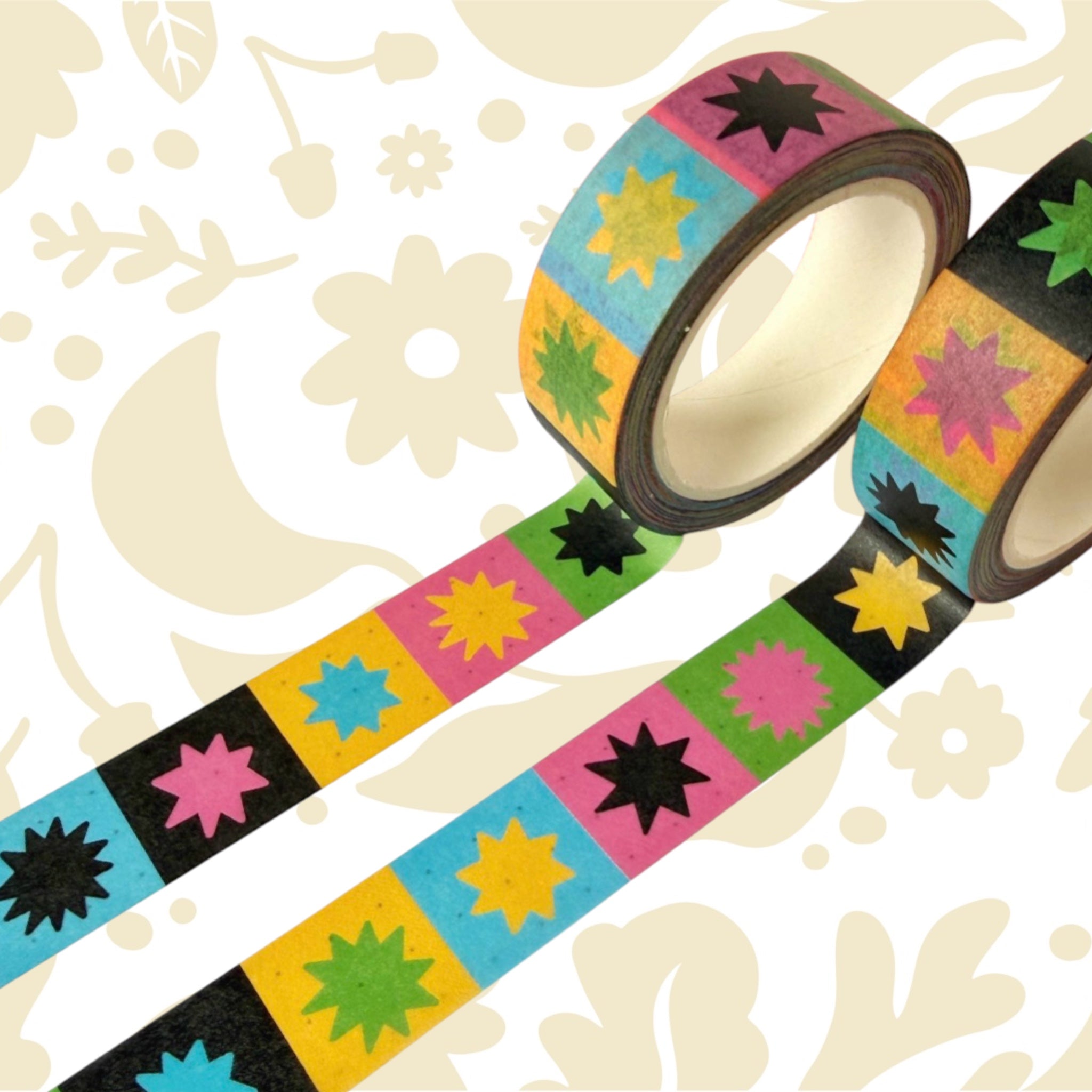 Stacey McEvoy Caunt Rainbow Star Grid Pattern Washi Tape