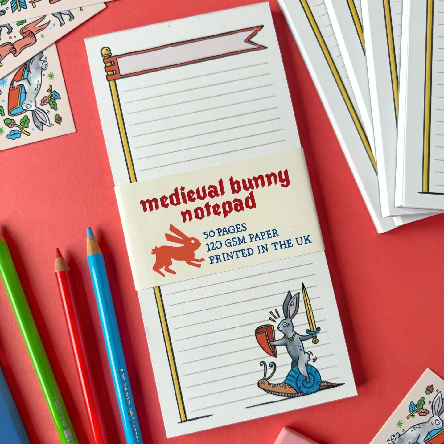 Stacey McEvoy Caunt Duelling Bunnies Medieval Notepad