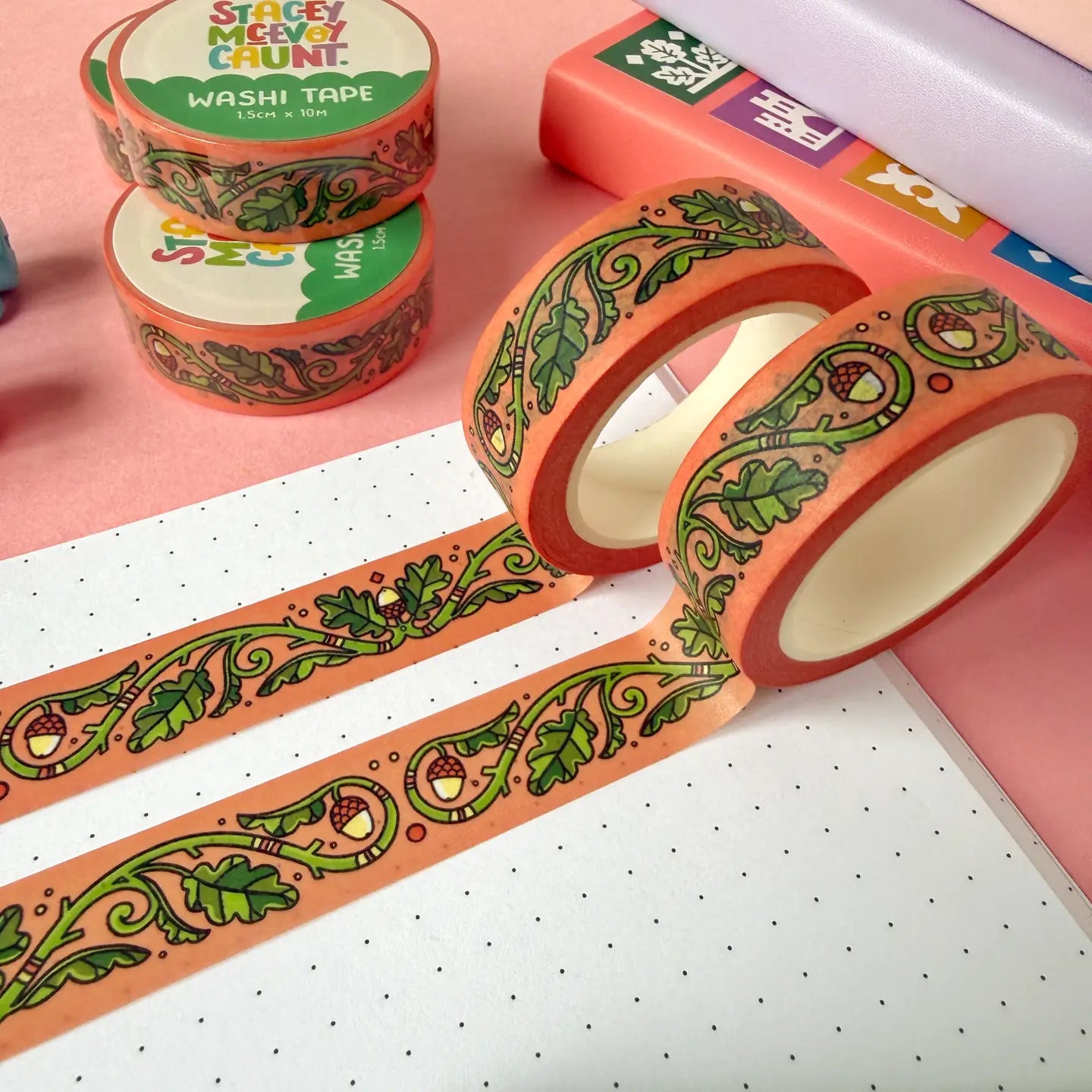 Stacey McEvoy Caunt Washi Decorative Tape - Oak Leaf & Acorn
