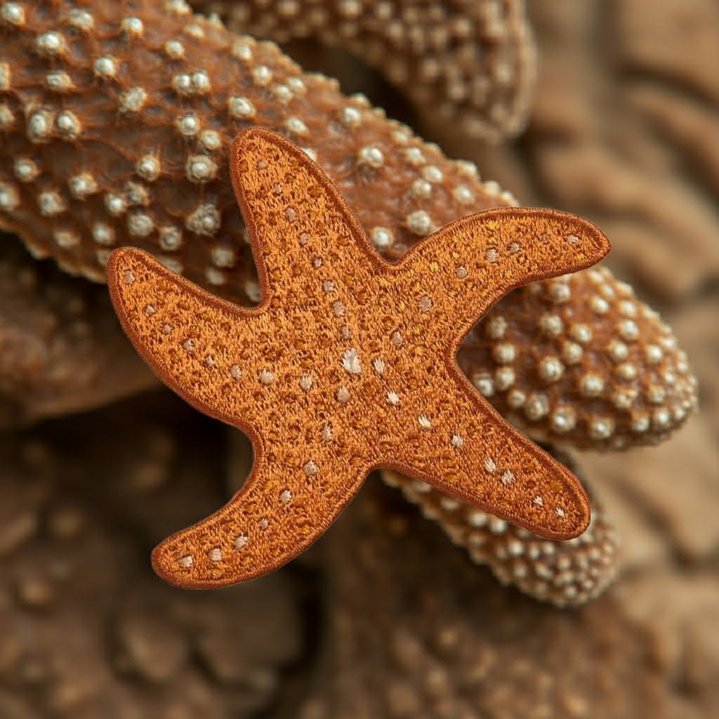 Mustard Beetle Ochre Sea Star / Starfish Iron On Patch