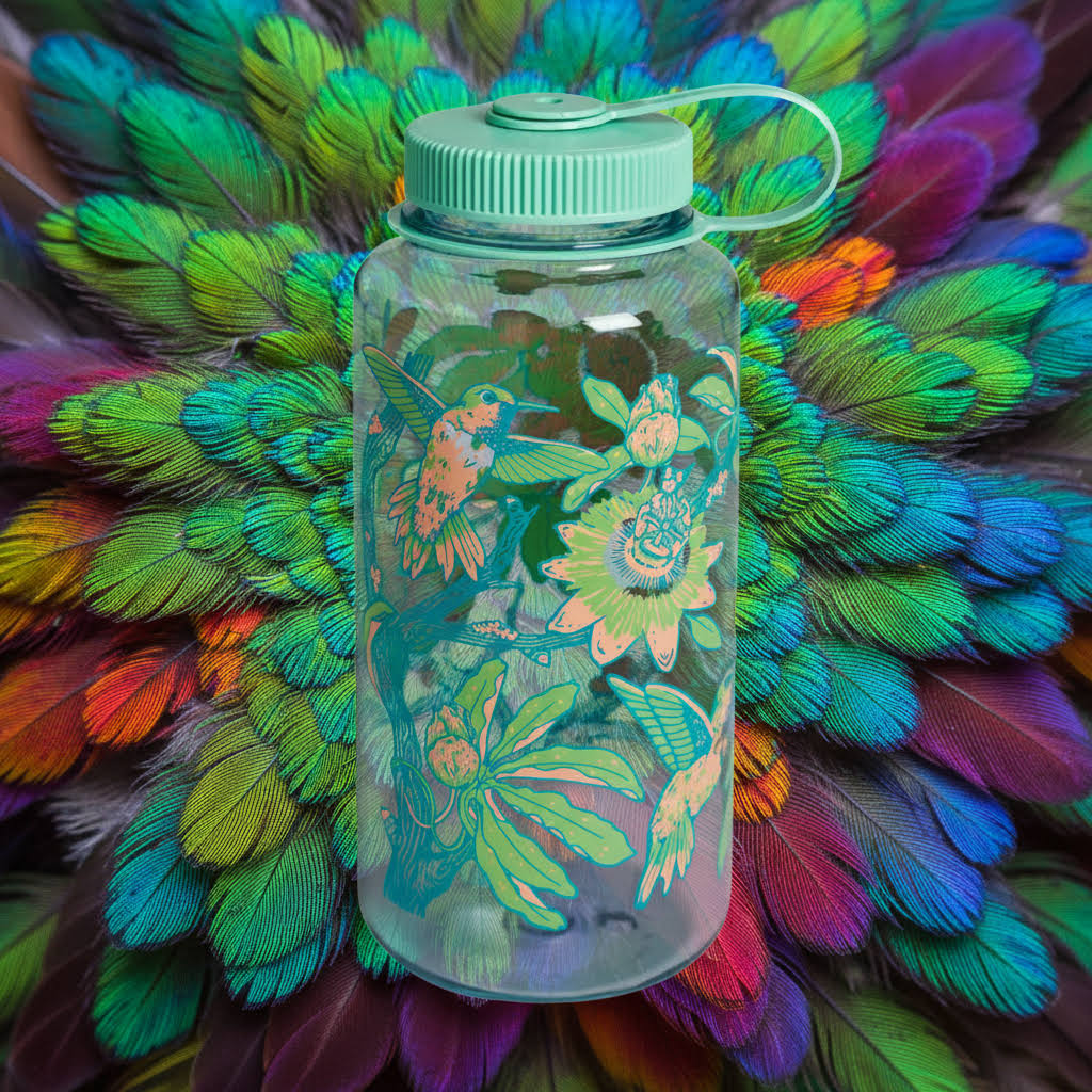 Mustard Beetle Hummingbirds 32oz Wide Mouth Nalgene Water Bottle