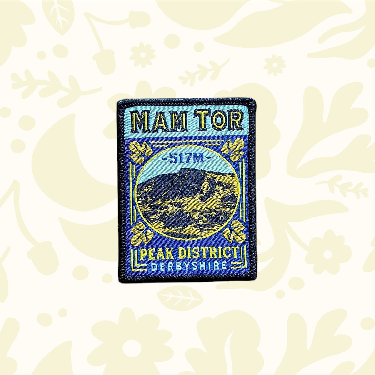 Mam Tor Patch by The Adventure Patch Company, Fells Series. Peak District design on wood. Hiking travel badge, outdoor gear.
