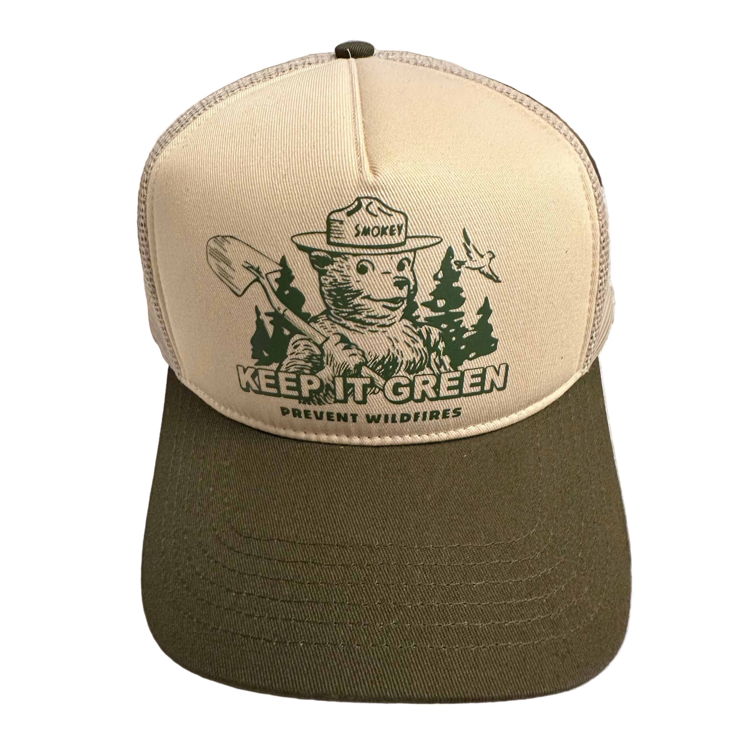 The Landmark Project Smokey Bear Keep It Green 5-Panel Trucker Cap - Sand/Vine