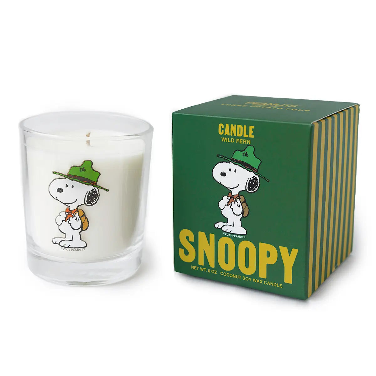 Three Potato Four x Snoopy Camping Glass Candle - Wild Fern