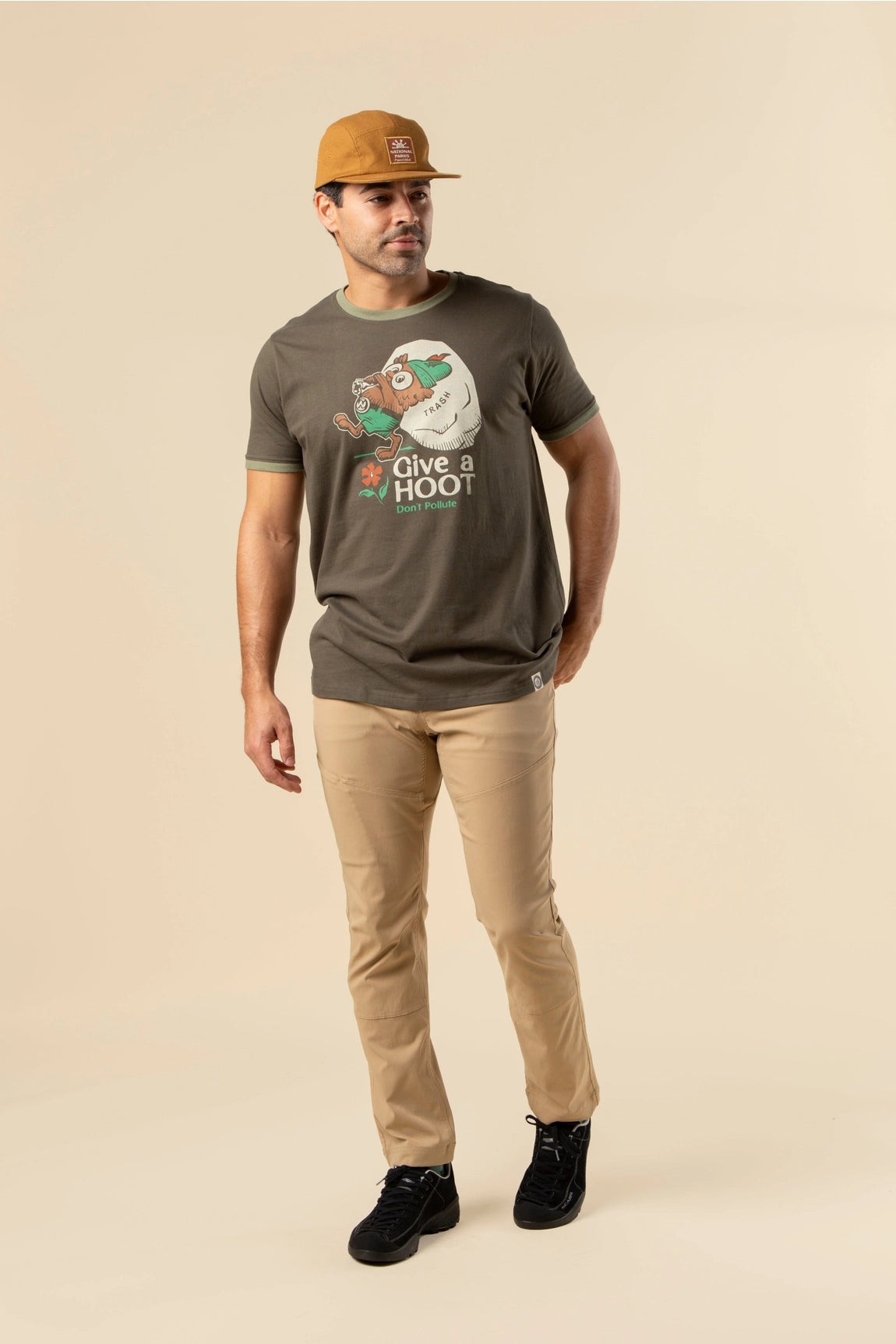 The Landmark Project Give A Hoot, Don't Pollute Unisex Short Sleeve Ringer Tee