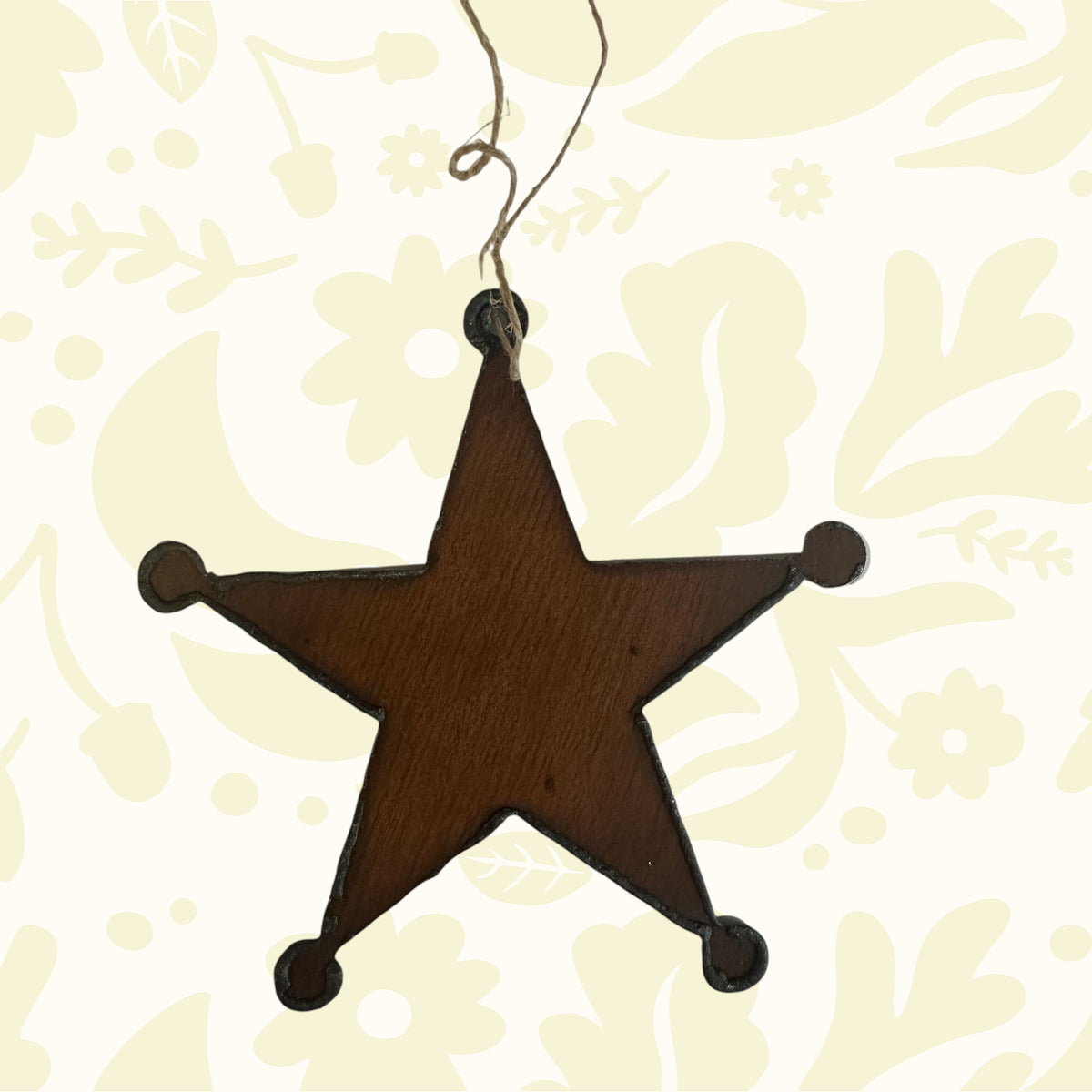 Universal Ironworks Sheriff Badge Hanging Decoration adds rustic Western charm—ideal for Western decor, cowboy theme, and displays.