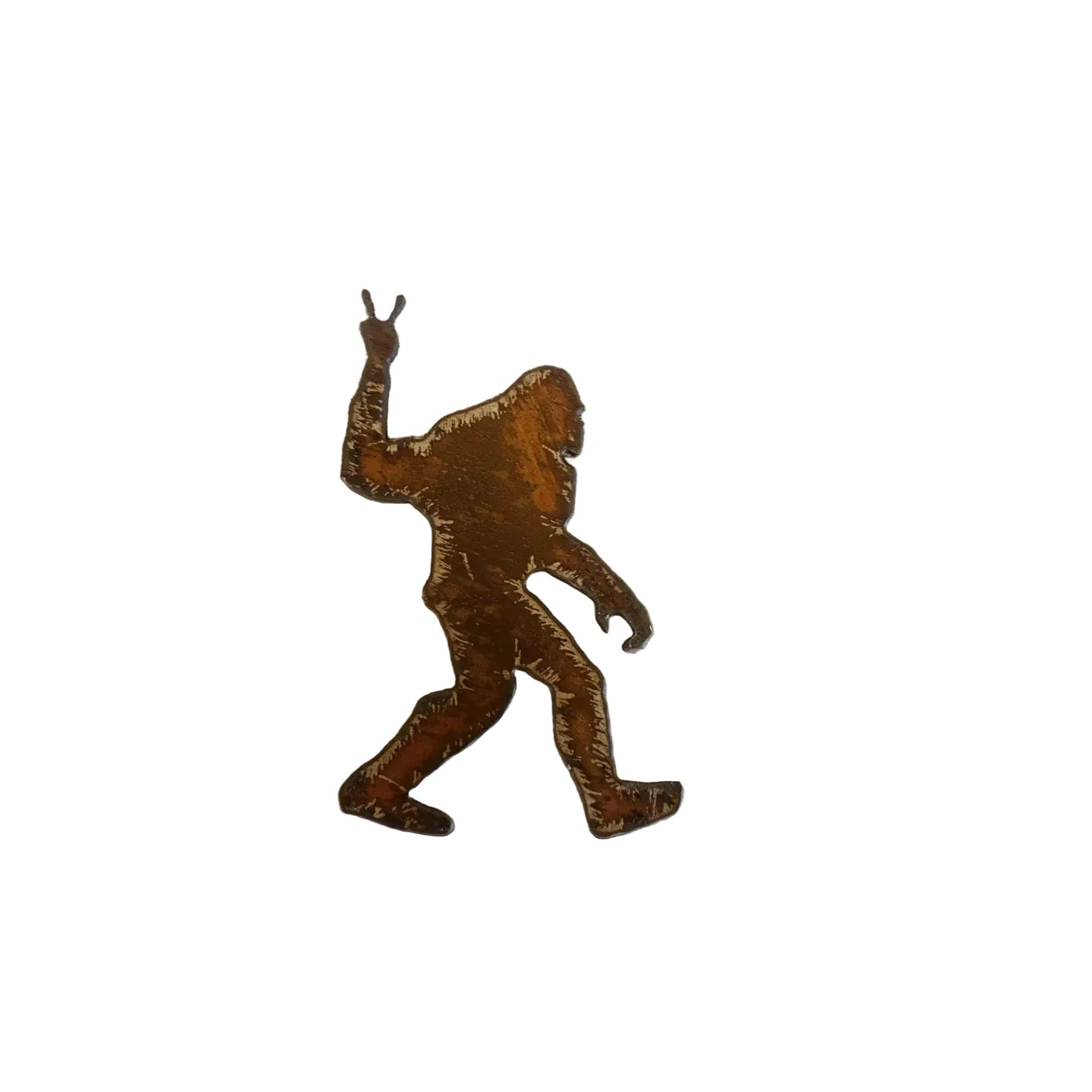 Universal Ironworks Bigfoot Peace Oregon Magnet—rustic metal décor, perfect souvenir or fridge magnet. USA-made collectible gift.