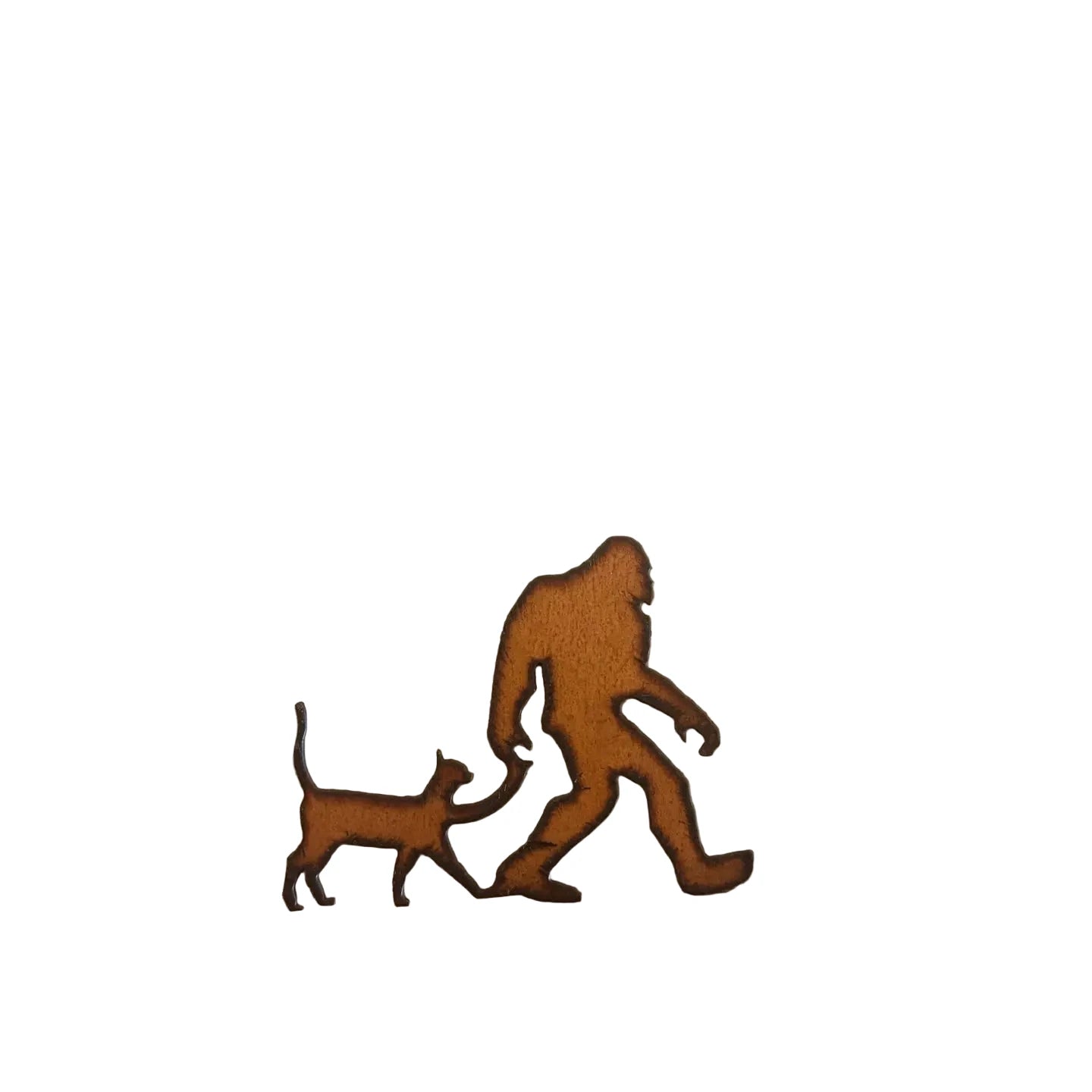 Universal Ironworks USA Bigfoot with Cat Rustic Metal Magnet