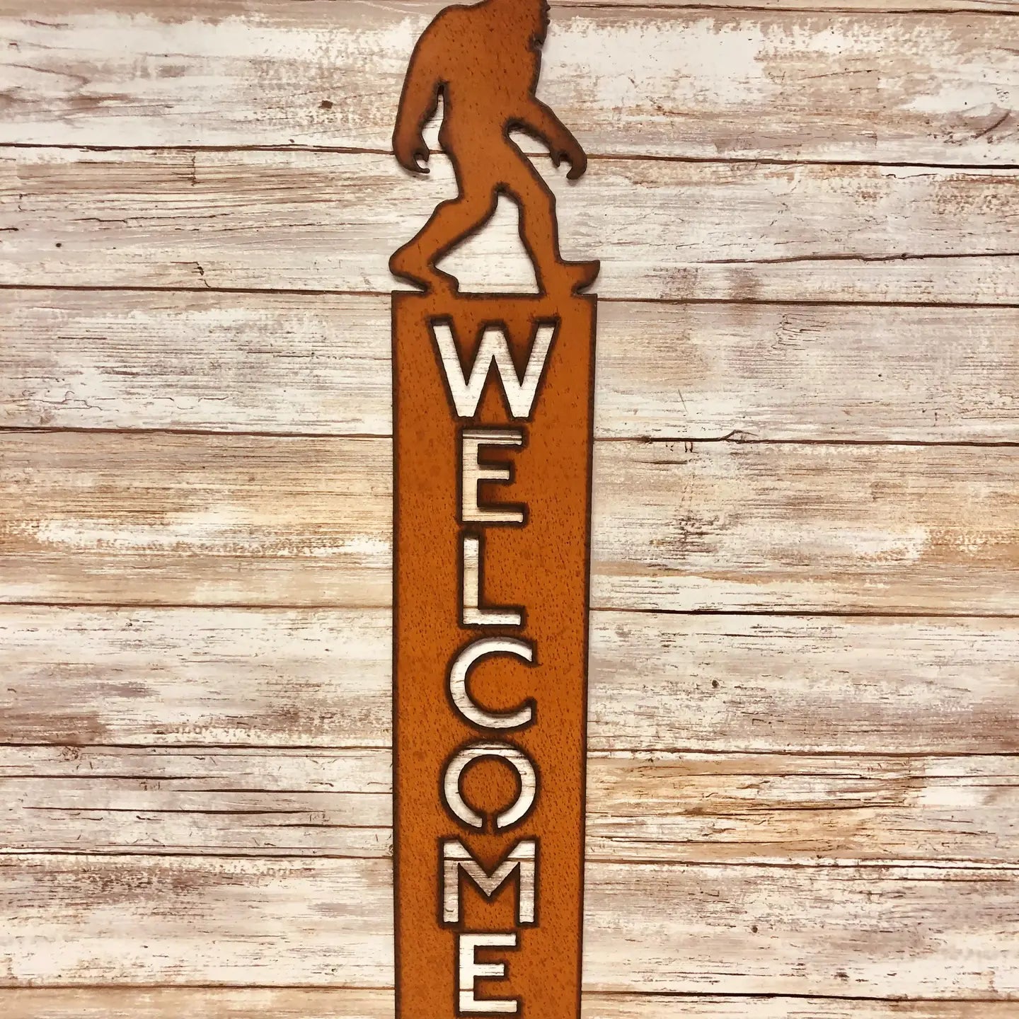 Universal Ironworks USA Bigfoot Yeti Vertical Metal Welcome Sign
