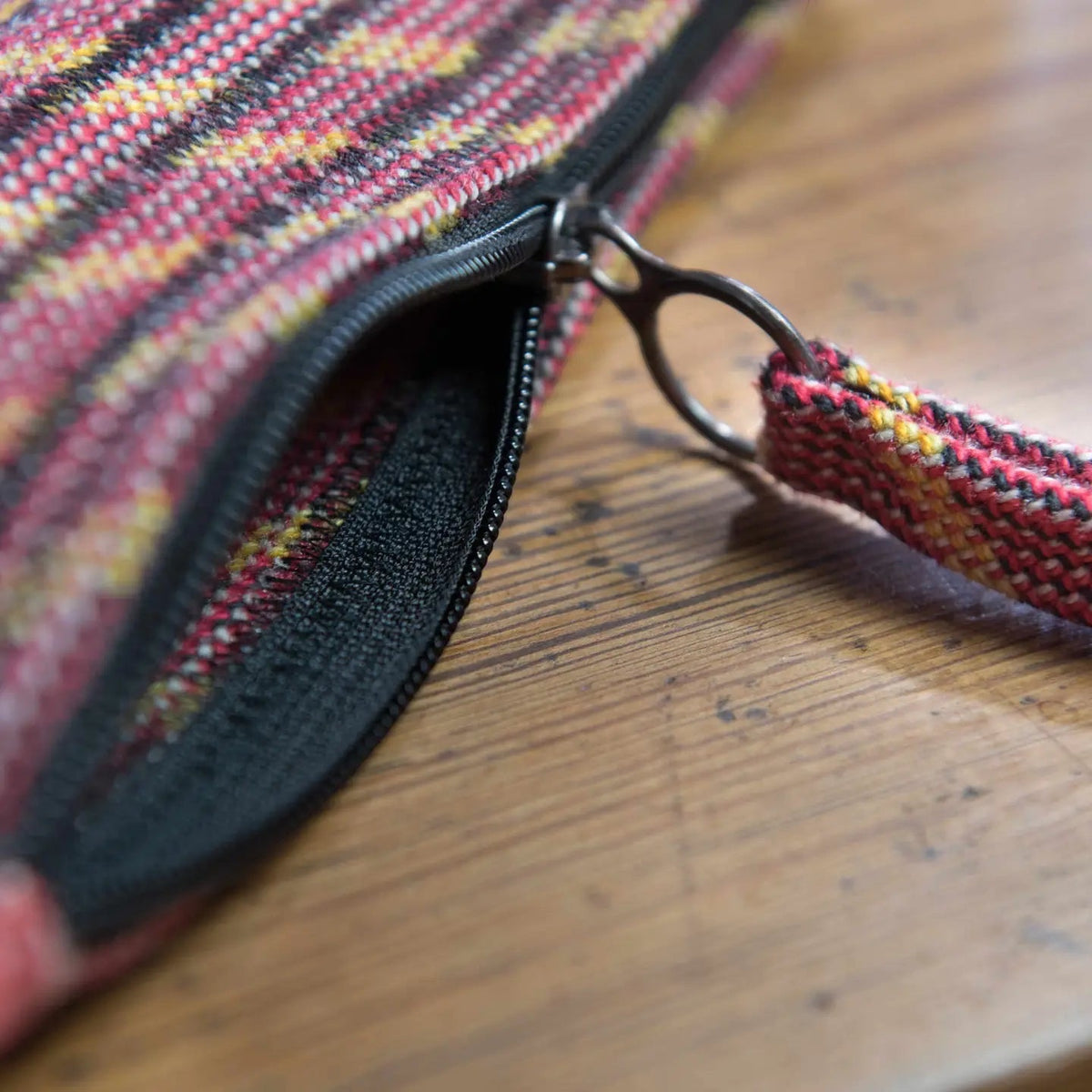 Forager Provisions LTD Scavenger large zip pouch in Fire colourway made from recycled climbing rope with a metal pull